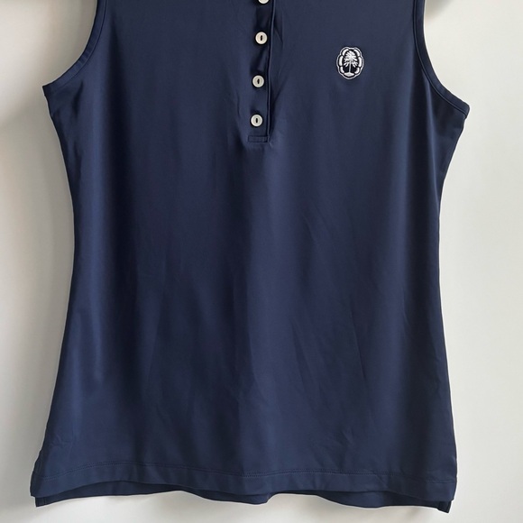 Peter Millar Golf Banded Sport Sleeveless Button Golf Shirts in Navy Blue Medium - Picture 4 of 17